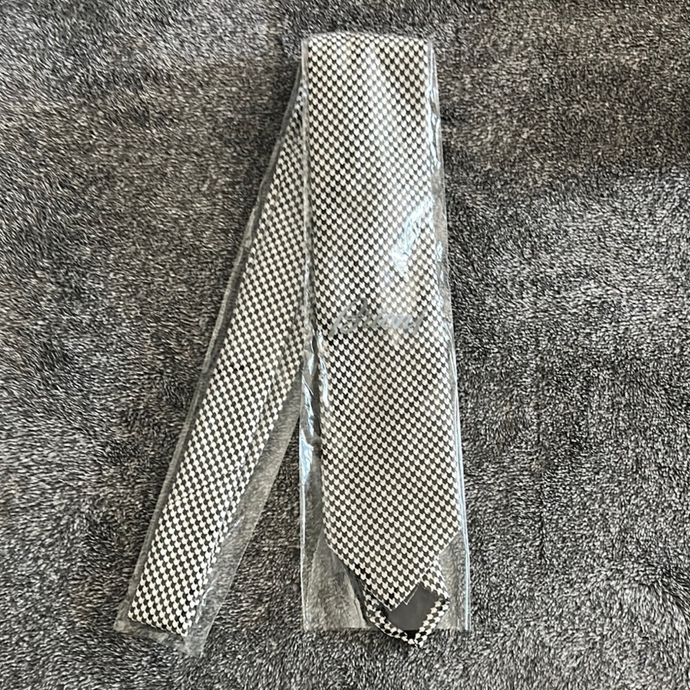 Black and White Checkered Brioni Tie